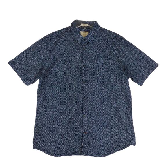 COLOURS Alexander Julian Men's L Short Sleeve Navy Floral Button Down Shirt Y2K - Picture 1 of 5